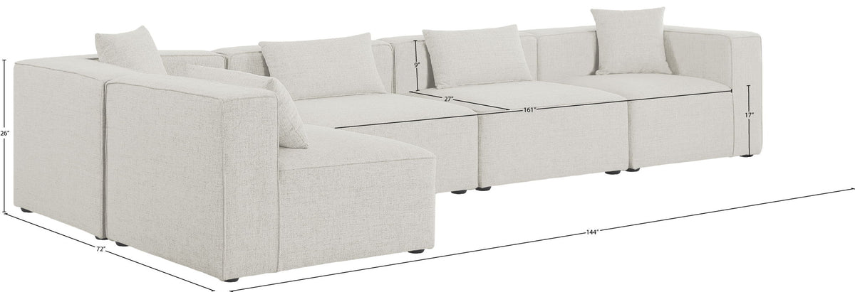 Cube - Linen 5 Piece Modular Sectional