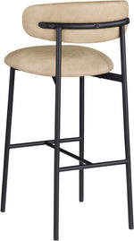 Lupita - Vegan Leather Upholstered Bar Stool With Matte Black Frame (Set of 2)