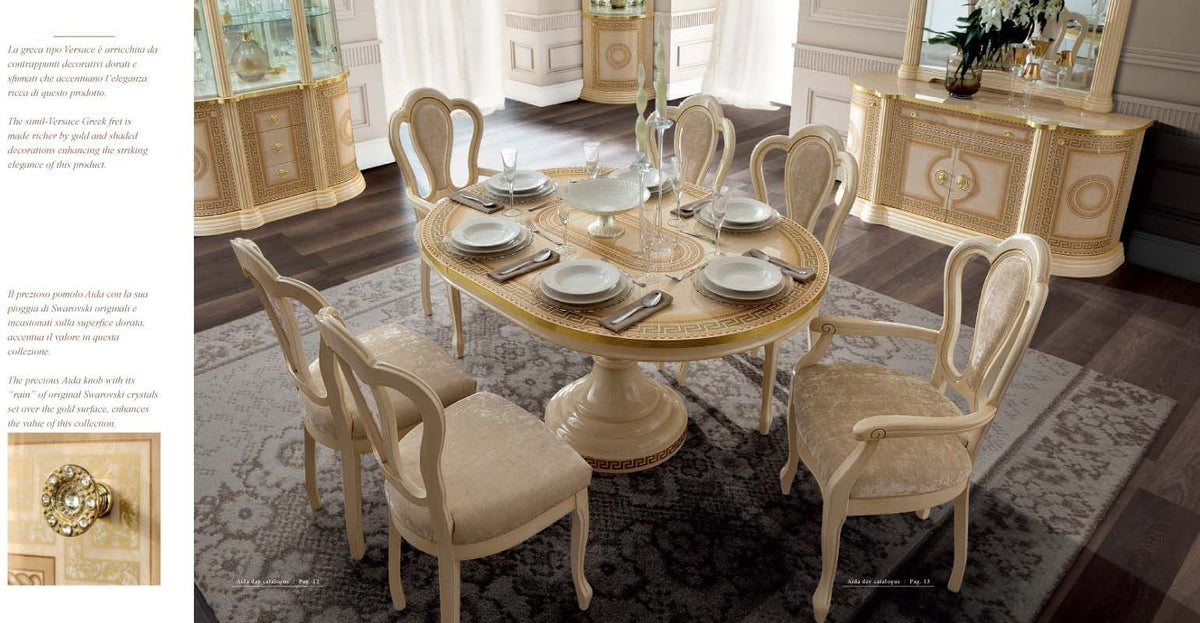Aida - Dining Table - Ivory / Gold