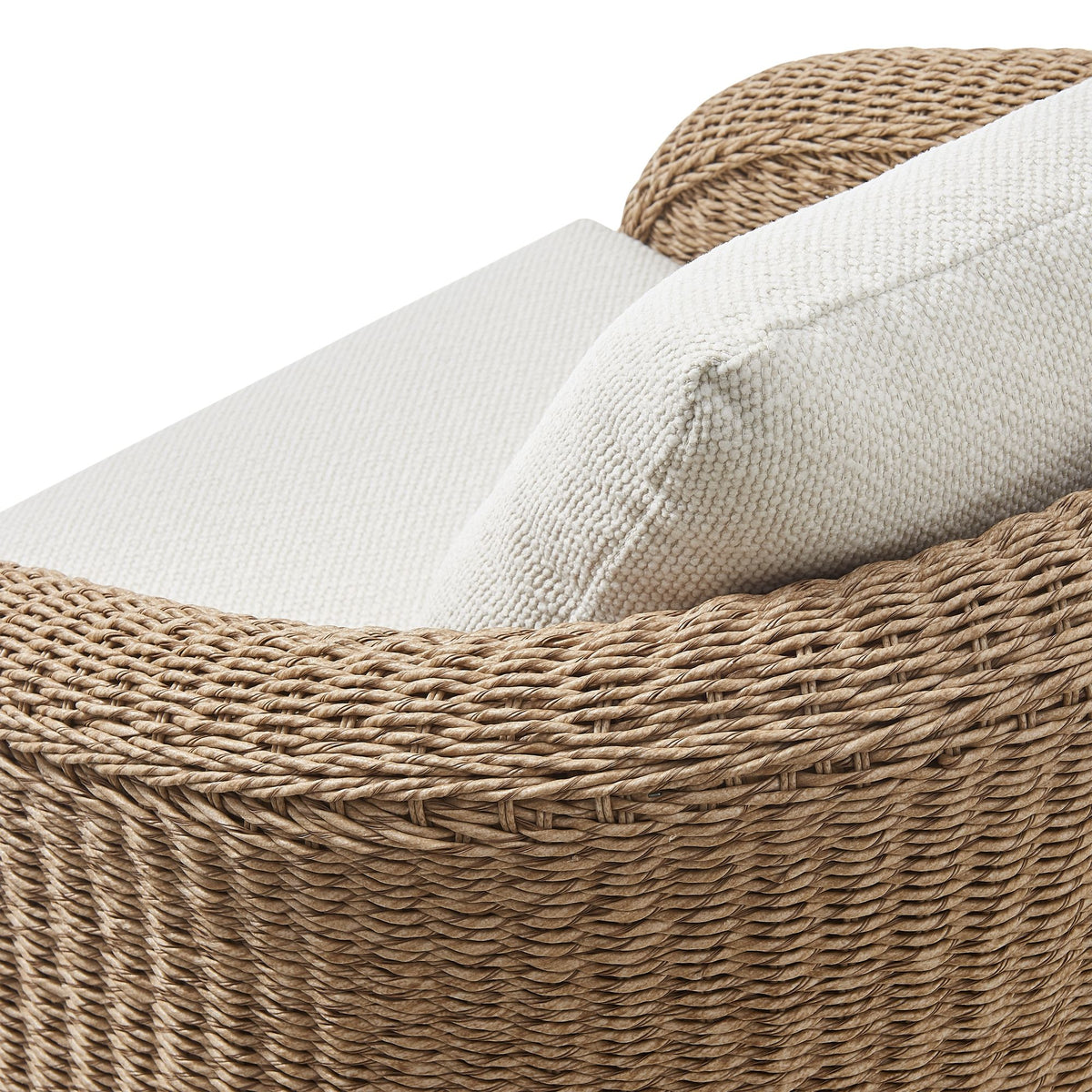 Pavilion - Rattan And Metal Outdoor Lounge Chair With Cushions - Boucle White / Natural