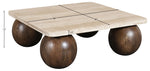 Strata - Travertine And Mango Wood Coffee Table - Brown / Beige