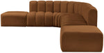 Arc - Velvet 7 Piece Corner Modular Sofa - Saddle