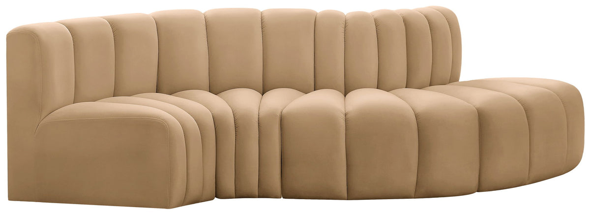 Arc - Velvet 4 Piece L-Shaped Modular Sofa