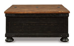 Valebeck - Lift Top Cocktail Table - Black / Brown
