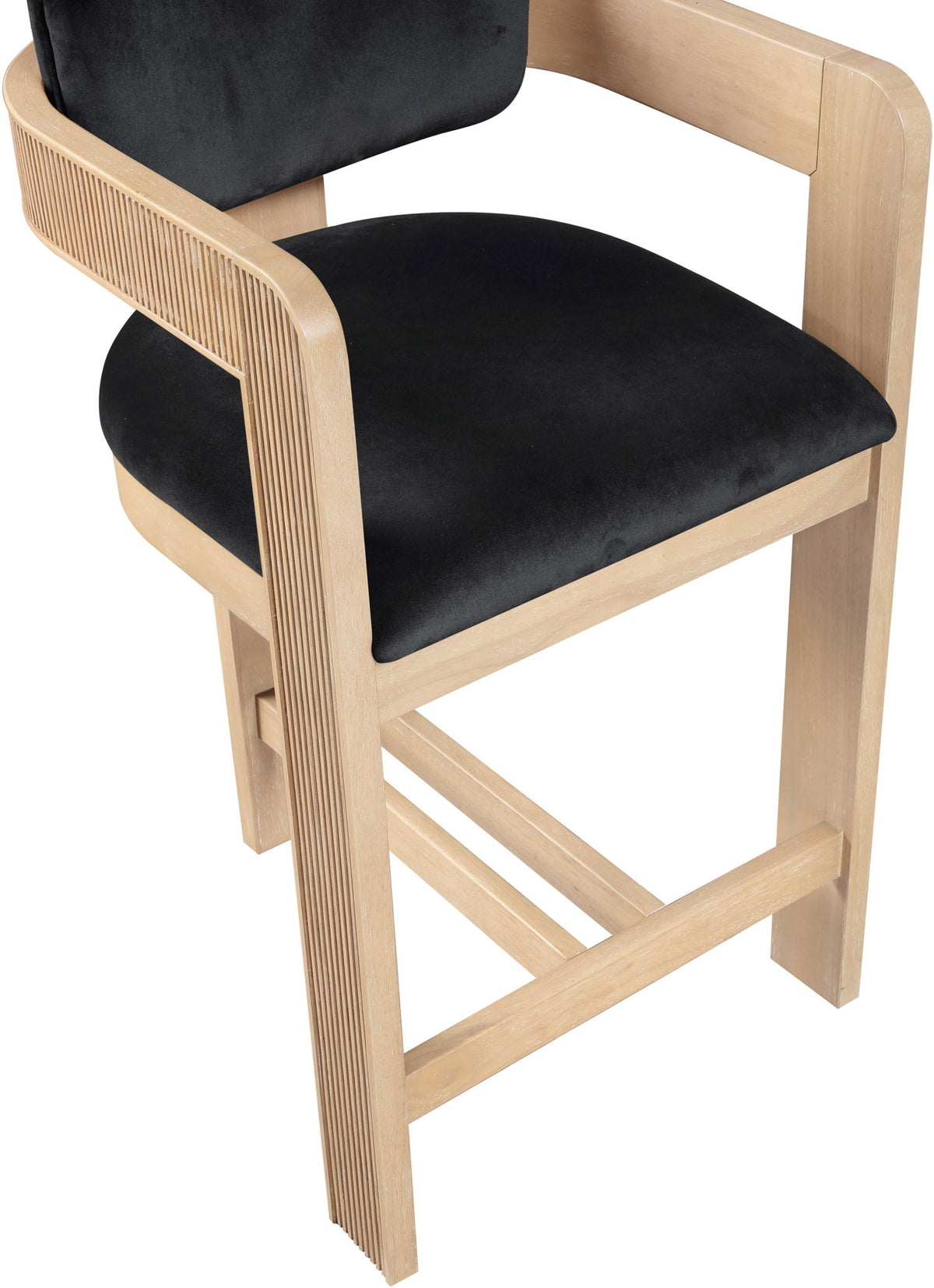 Sacha - Velvet Stool With Natural Base