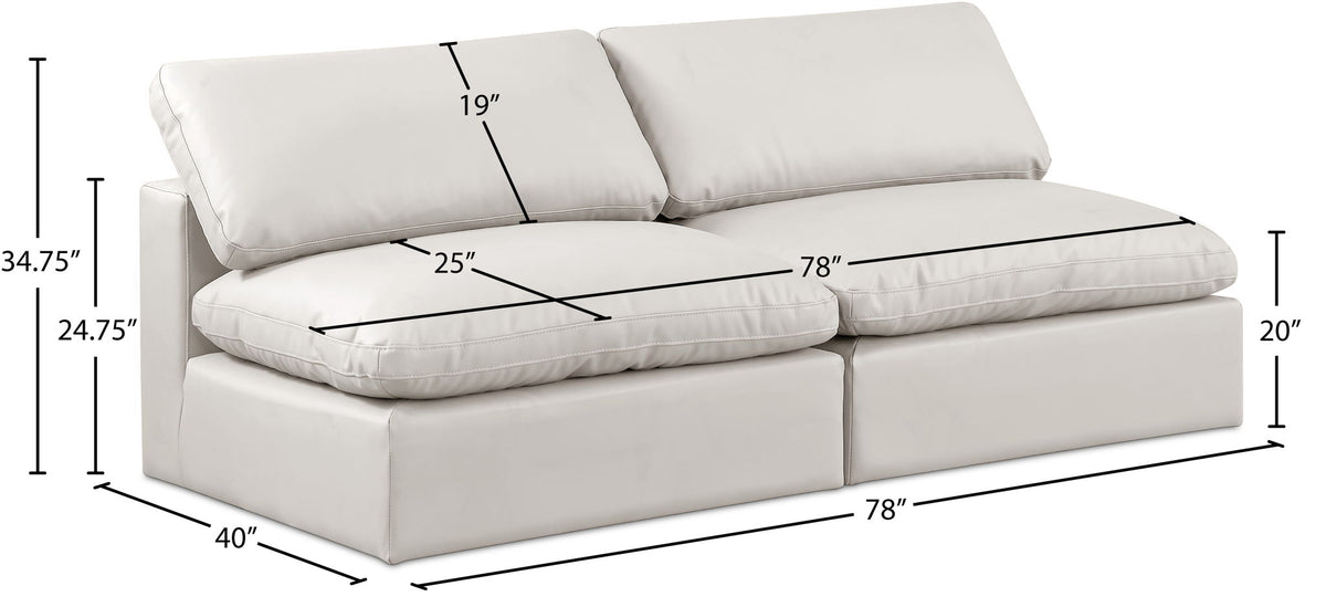 Comfy - Faux Leather Modular Armless Sofa 2 Seats