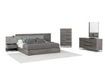 Enzo Italian Modern Grey Oak & Fabric Bed w/ Nightstands by VIG Furniture - View 3