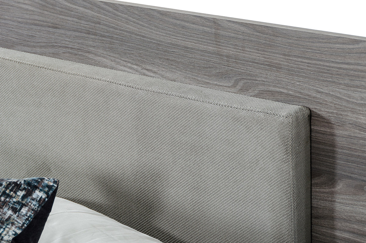 Enzo Italian Modern Grey Oak & Fabric Bed w/ Nightstands by VIG Furniture - View 5