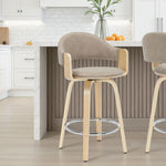 Daxton - Swivel Counter Height Round Back Wood Bar Stool With Faux Leather Seat