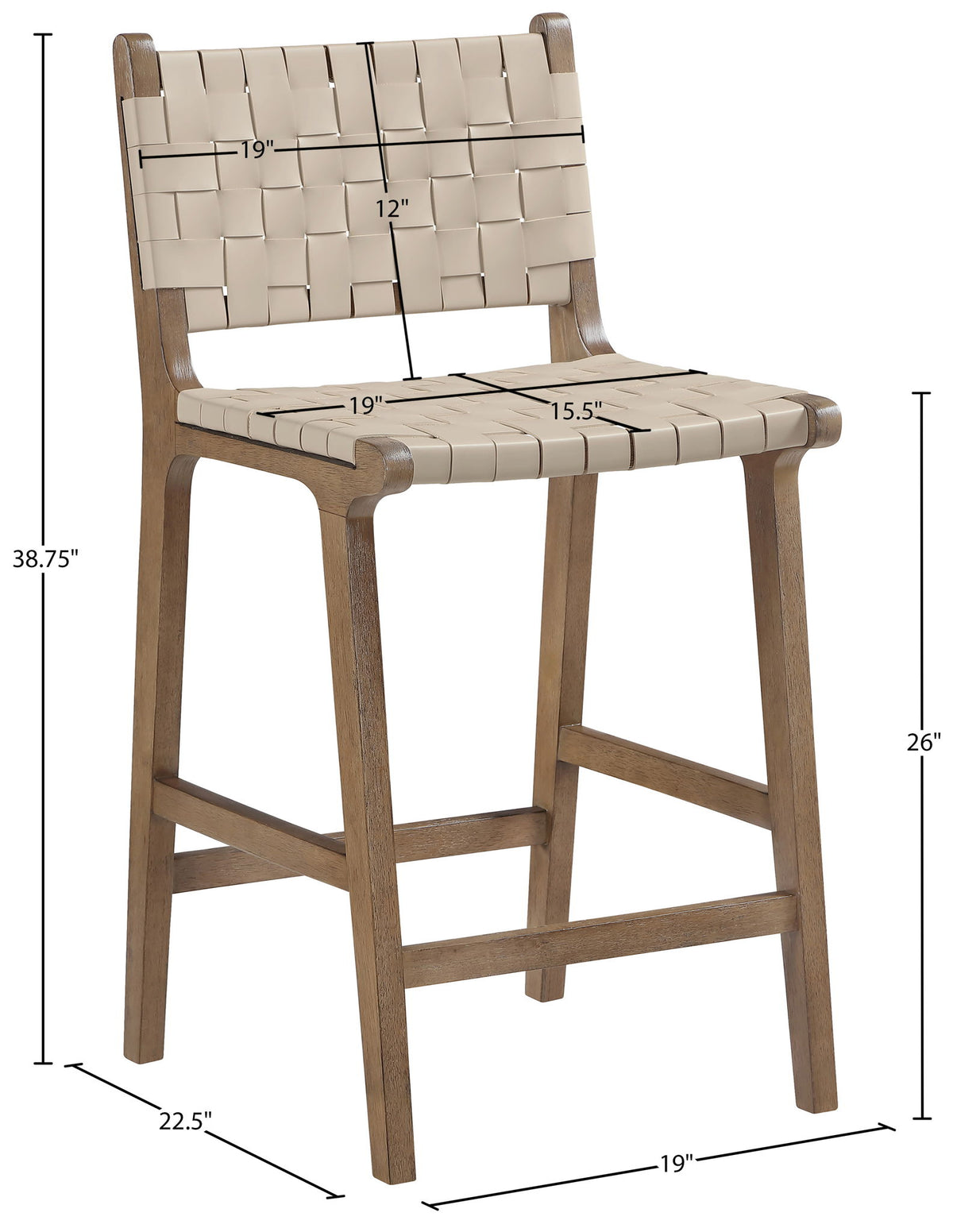 Entwine - Vegan Leather Upholstered Counter Stool - Painted Brown