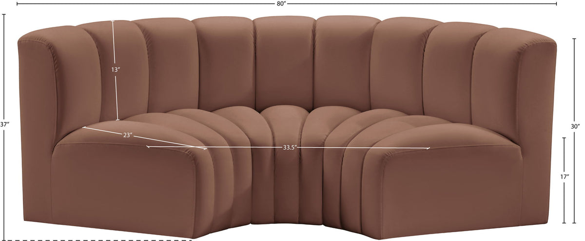 Arc - Faux Leather 3 Piece Modular U-Shaped Sofa
