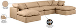 Indulge - Faux Leather 6 Piece Modular Double Chaise Sectional - Tan