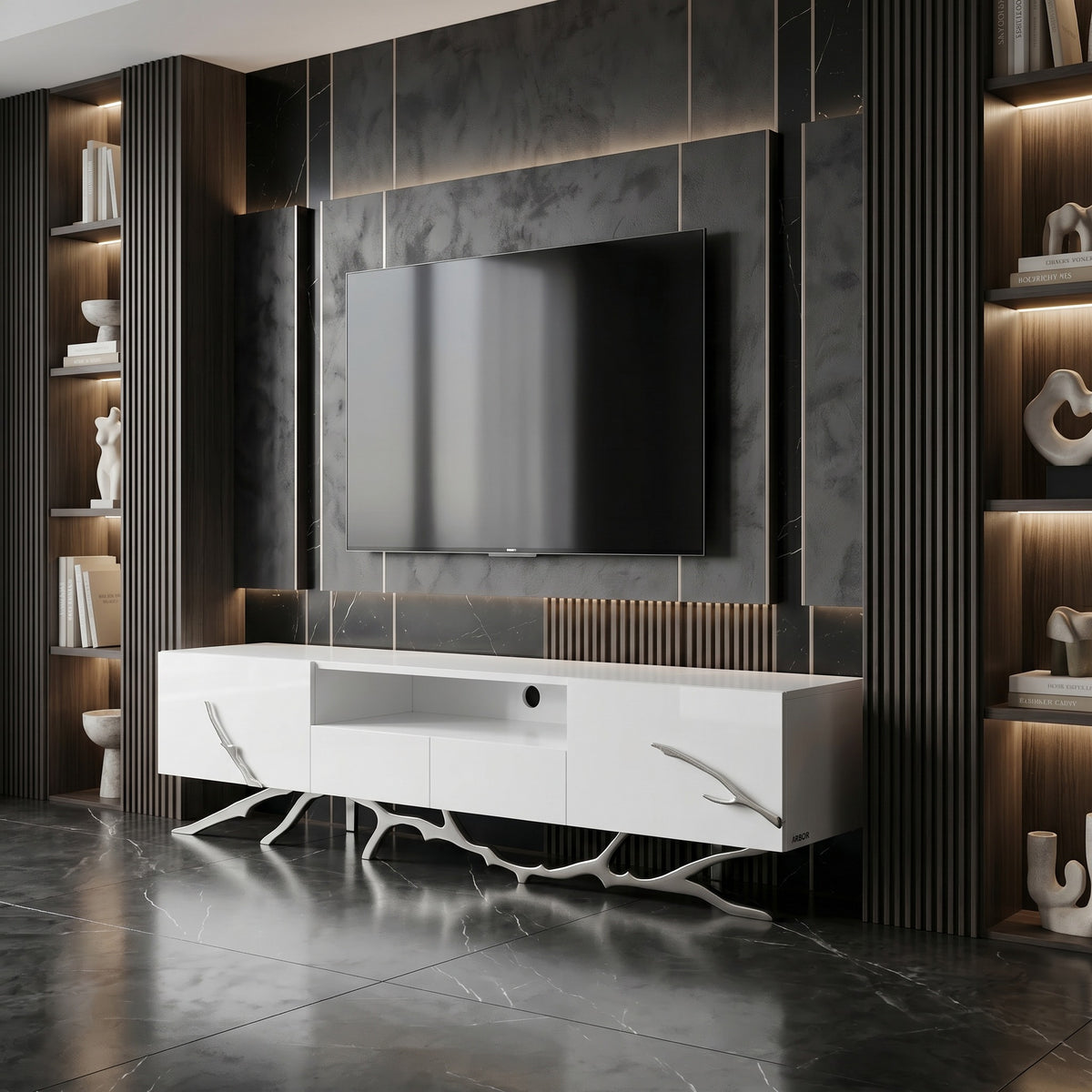 Legend 79"-Wide Modern White TV Stand by VIG Furniture - View 12