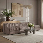 Rummi - Armless Velvet Performance Fabric Upholstered 4 Piece Modular Sofa
