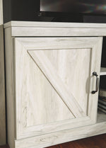 Bellaby - Entertainment Center - TV Stand With Faux Firebrick Fireplace Insert - Whitewash