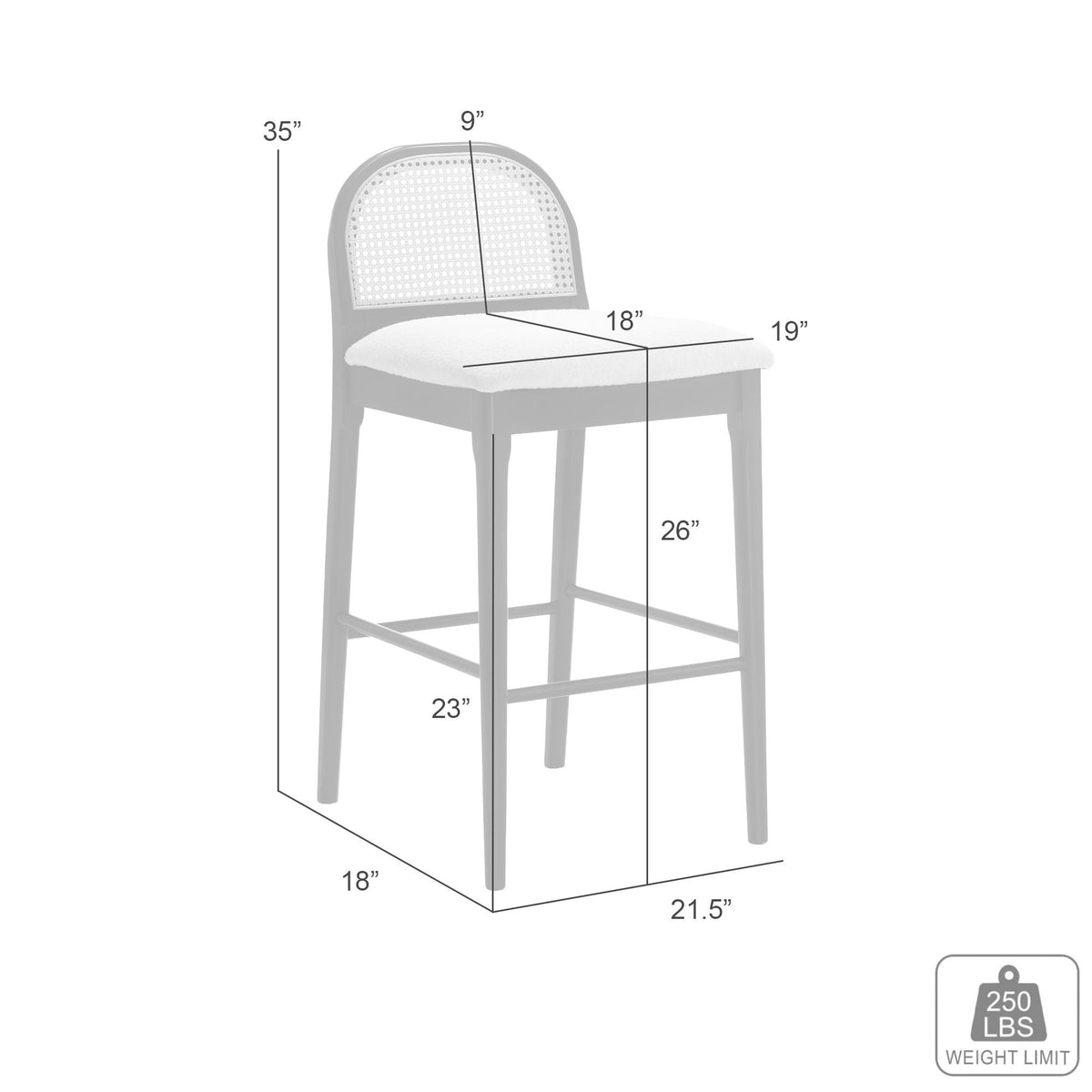 Lucio - Modern Farmhouse Wood Counter Height Kitchen Bar Stool