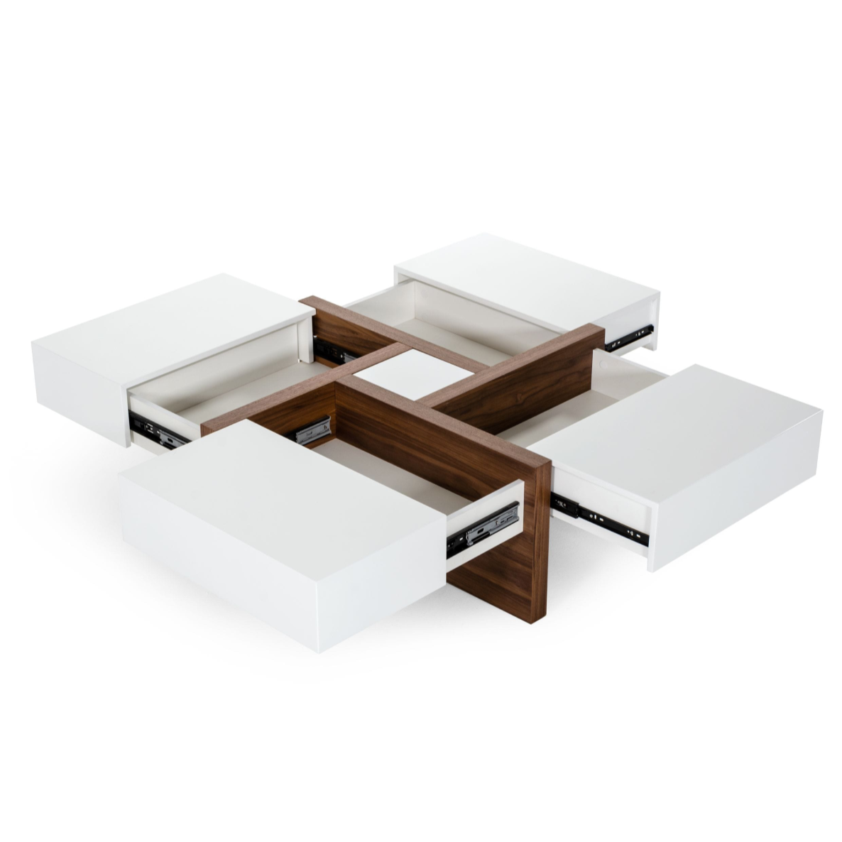 Makai Modern White & Walnut Square Coffee Table by VIG Furniture - View 8