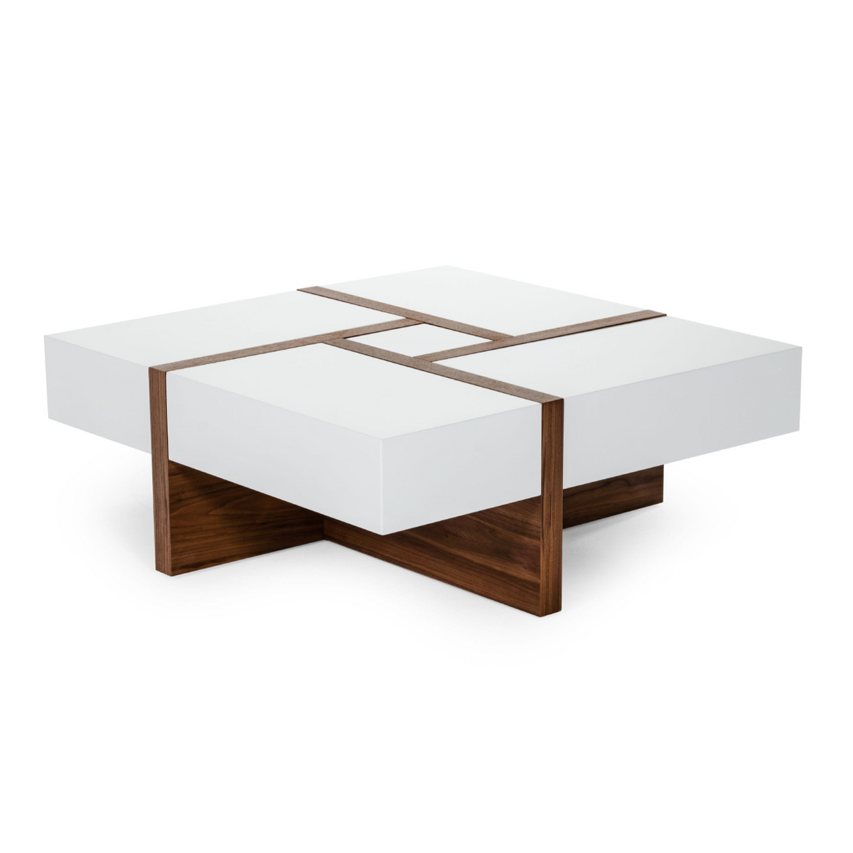 Makai Modern White & Walnut Square Coffee Table by VIG Furniture - View 7
