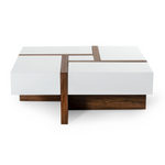 Makai Modern White & Walnut Square Coffee Table by VIG Furniture - View 1