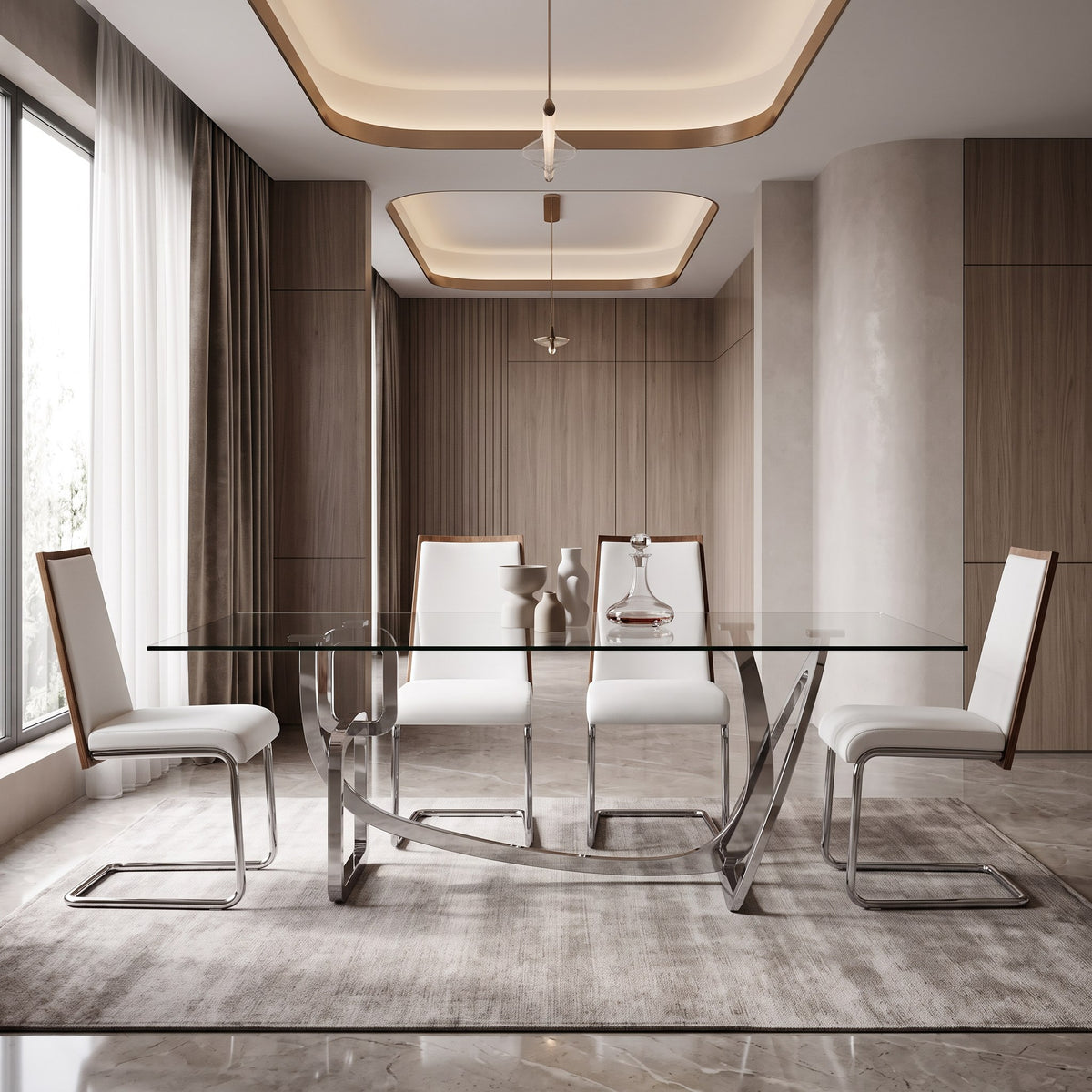 Adelaide Modern Stainless Steel & Glass Dining Table by VIG Furniture - View 9