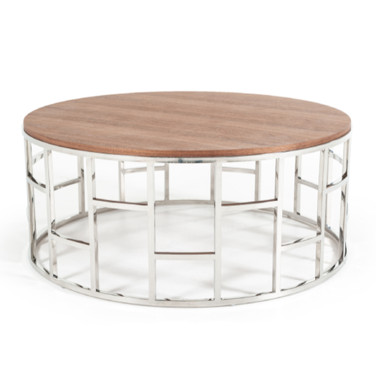 Silvia Modern Walnut & Stainless Steel Coffee Table by VIG Furniture - View 1