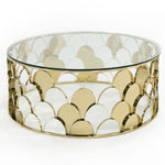 Javier Modern Glass & Gold Round Coffee Table by VIG Furniture - View 1