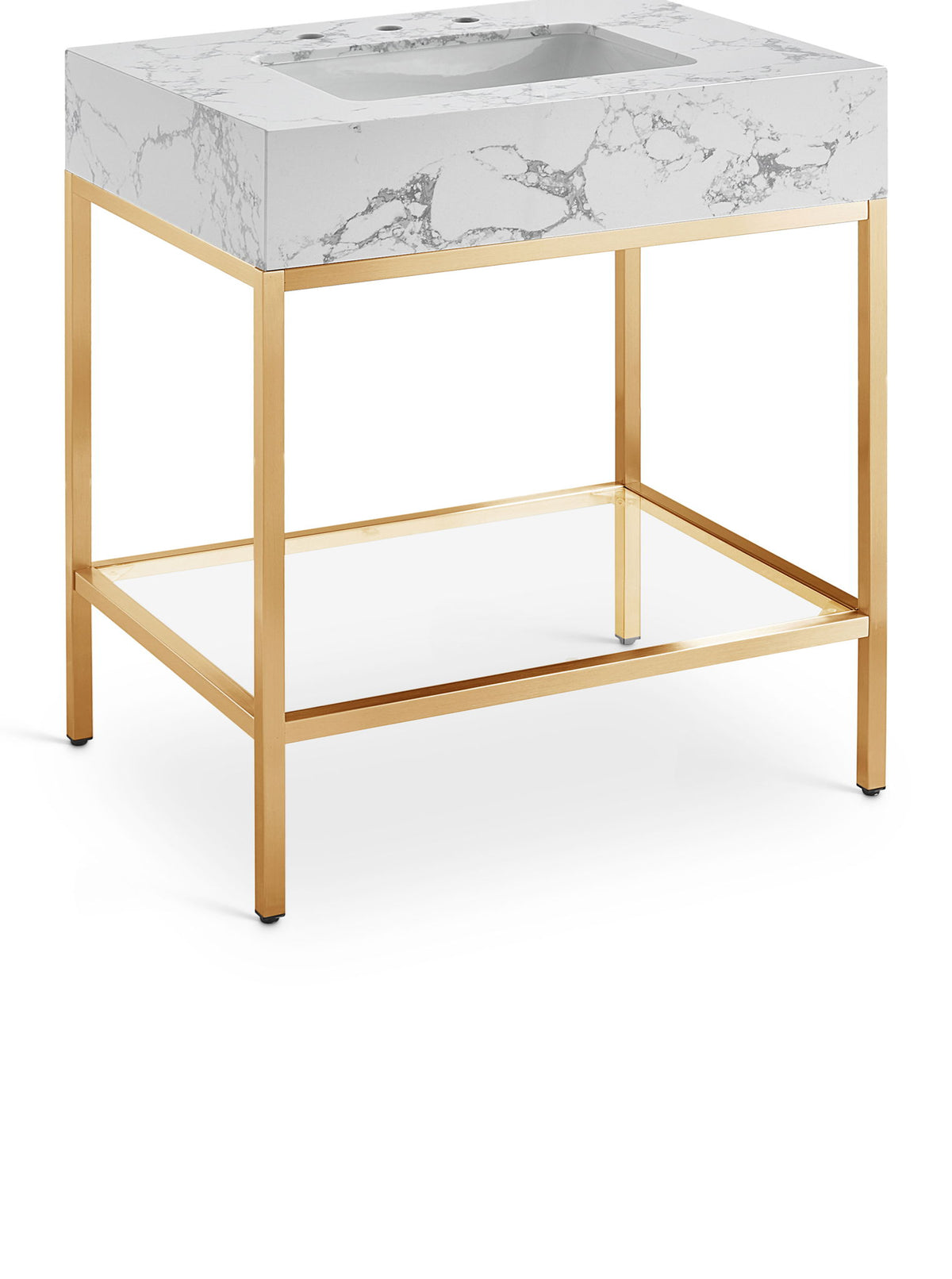 Marmo - Engineered Marble Bathroom Vanity With Gold Base