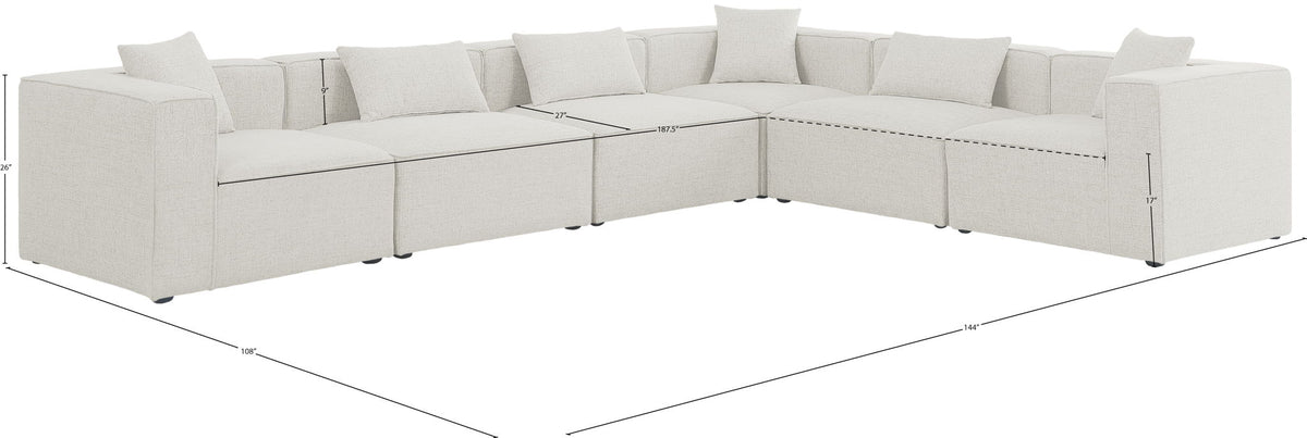 Cube - Linen 6 Piece Modular Corner Sectional
