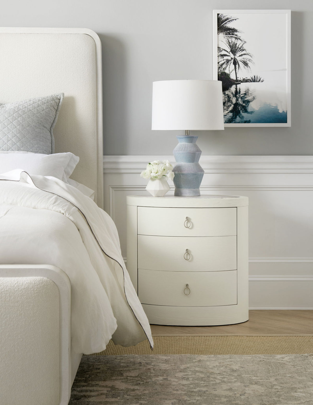 Serenity - Wavecrest Oval Nightstand - White