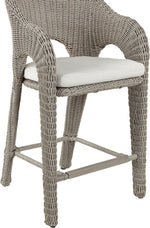 Seacrest - Olefin Water Resistant Fabric And Wicker Outdoor Patio Bar Stool