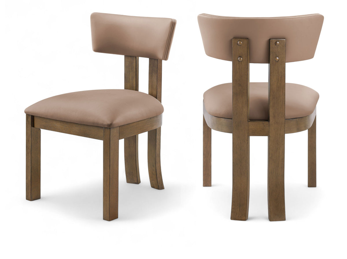 Lavrin - Vegan Leather Upholstered Dining Side Chair (Set of 2) - Walnut Base