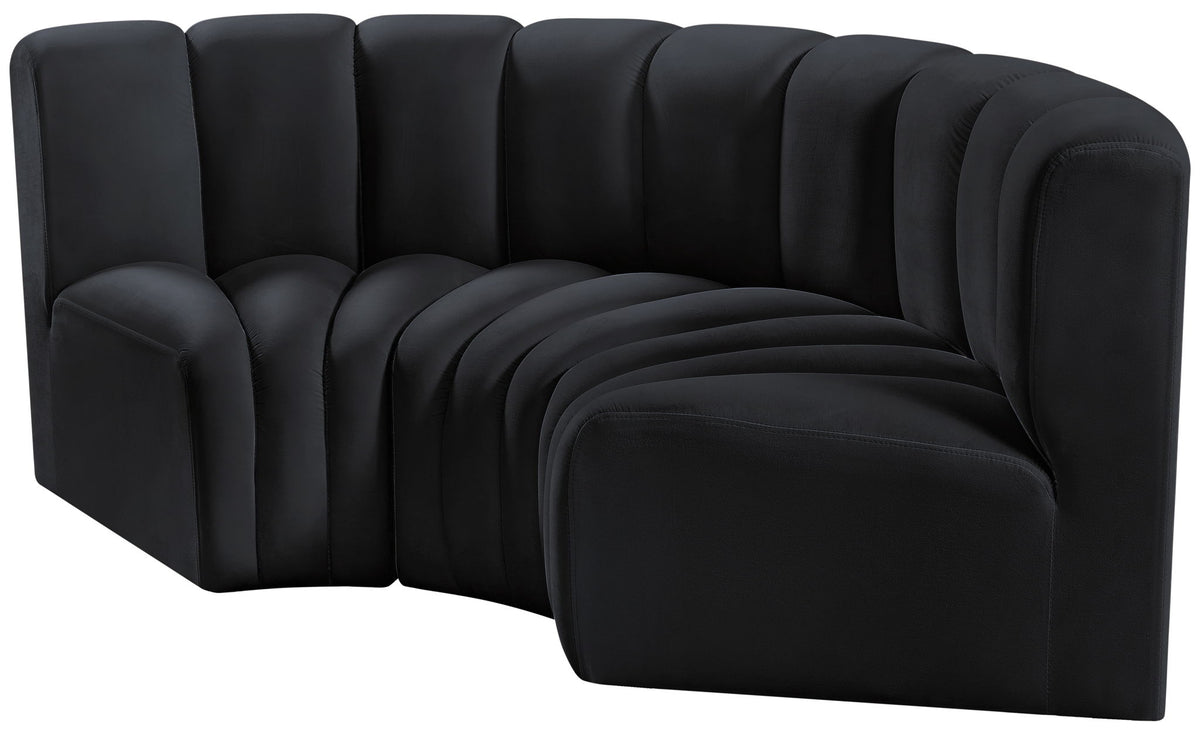 Arc - Velvet 3 Piece Modular U-Shaped Sofa