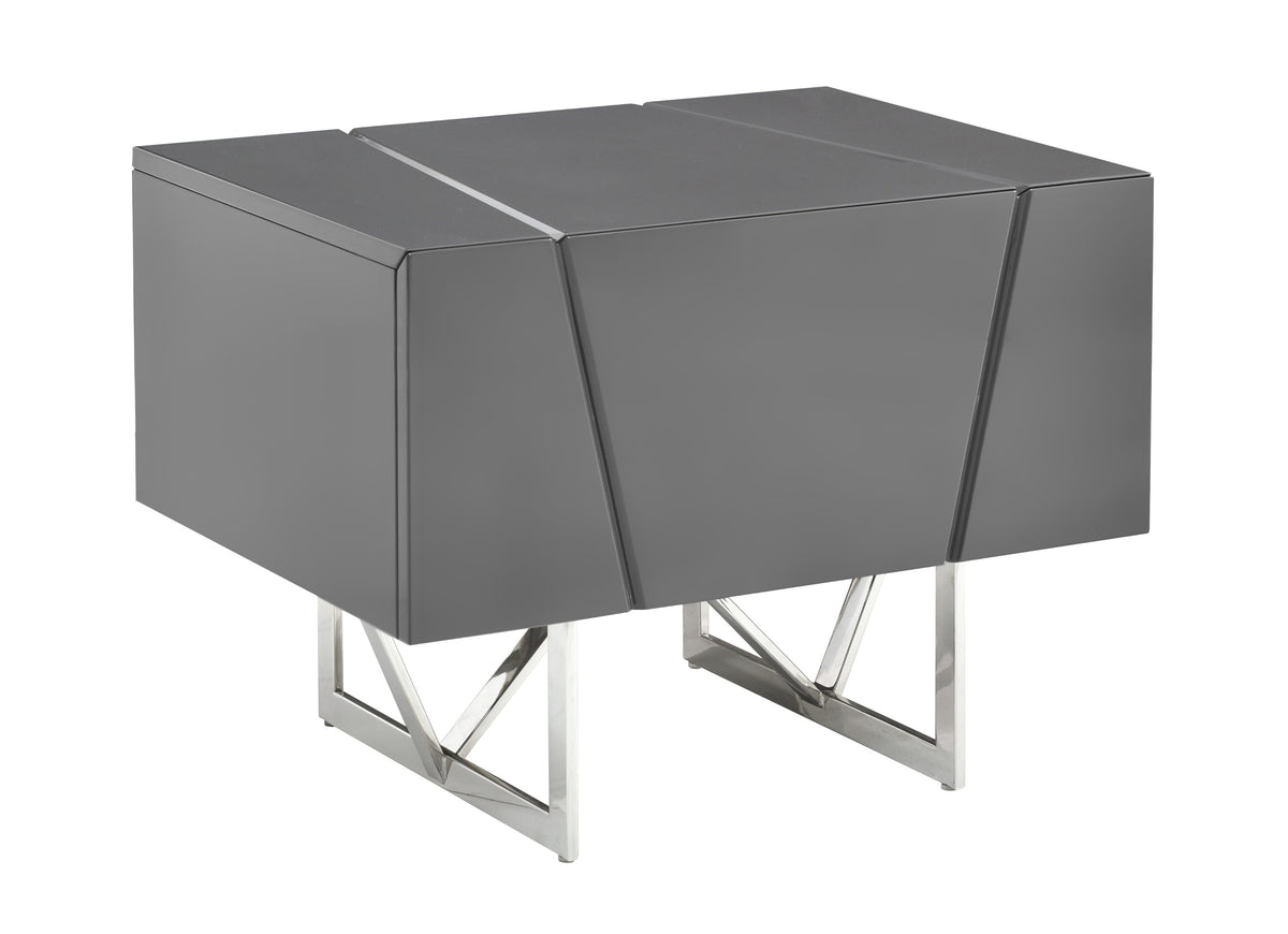 Chrysler Modern Grey Nightstand by VIG Furniture - View 2