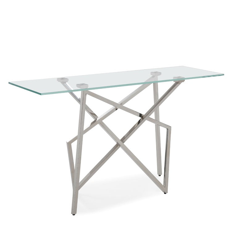 Hawkins Modern Glass & Stainless Steel Console Table by VIG Furniture - View 5