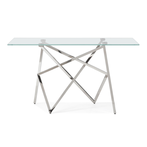 Hawkins Modern Glass & Stainless Steel Console Table by VIG Furniture - View 1
