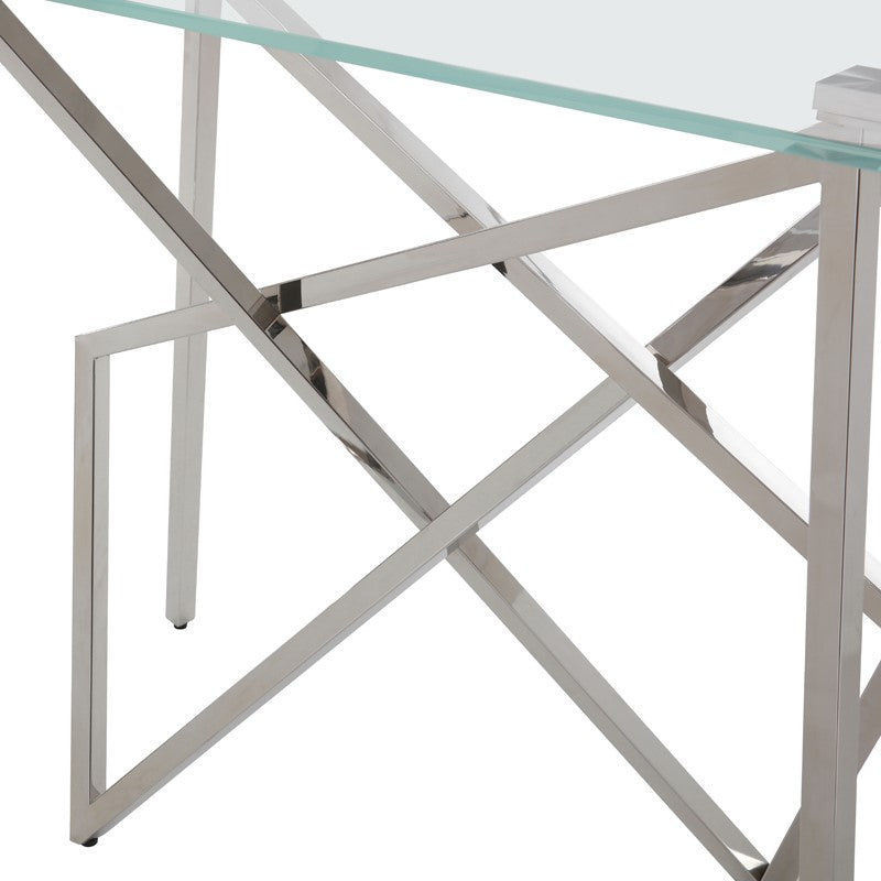 Hawkins Modern Glass & Stainless Steel Console Table by VIG Furniture - View 6