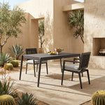 Avila - Outdoor Dining Chair With Woven Rattan Back Aluminum Frame And Cushion (Set of 2) - Dark Bronze / Silver Ash