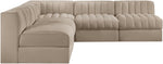 Rummi - Armless Velvet Performance Fabric Upholstered 5 Piece Modular Sectional