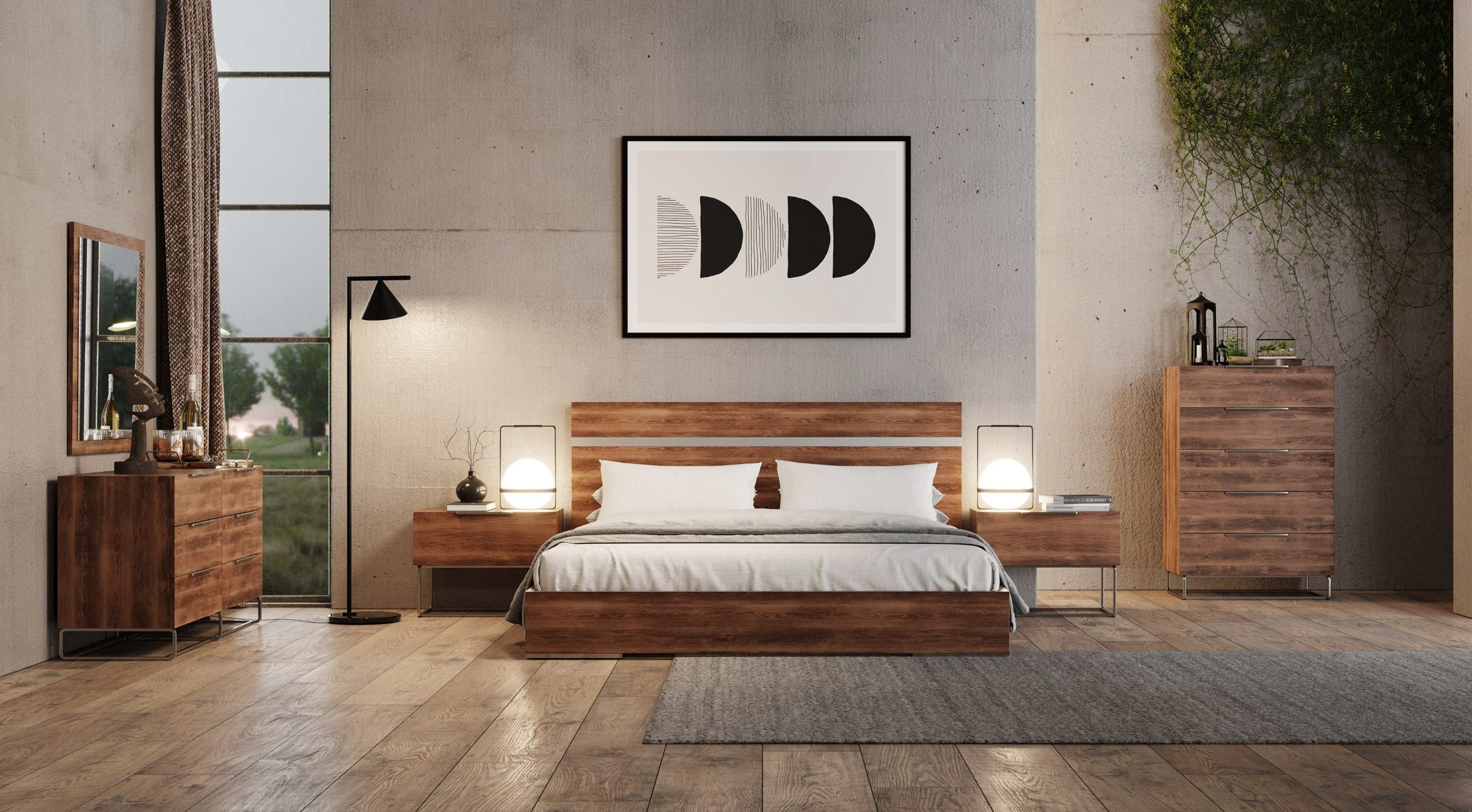 Eastern King Lorenzo Italian Modern Light Oak 4-Piece Bedroom Set by VIG Furniture - View 1