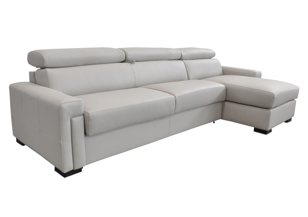 Sacha - Modern Light Grey Leather Reversible Sectional Sofa Bed with Storage by VIG Furniture - View 2