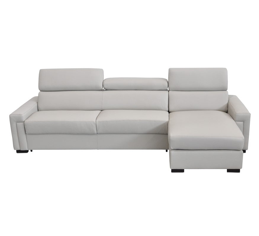 Sacha - Modern Light Grey Leather Reversible Sectional Sofa Bed with Storage by VIG Furniture - View 3