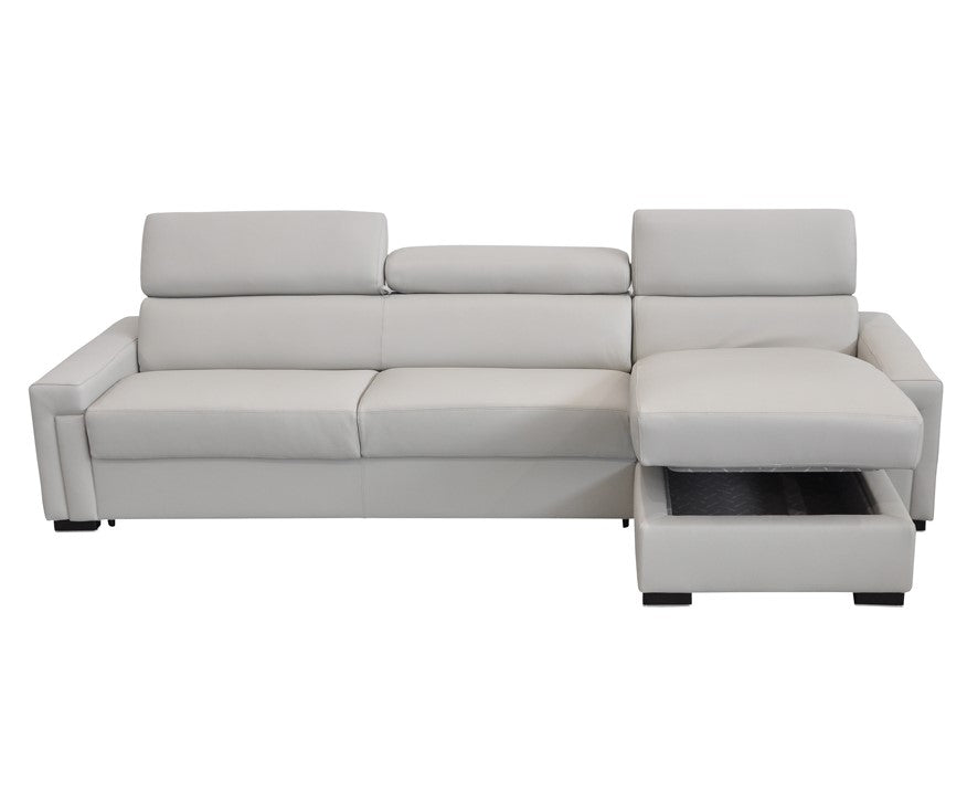 Sacha - Modern Light Grey Leather Reversible Sectional Sofa Bed with Storage by VIG Furniture - View 4