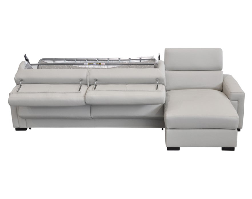 Sacha - Modern Light Grey Leather Reversible Sectional Sofa Bed with Storage by VIG Furniture - View 6