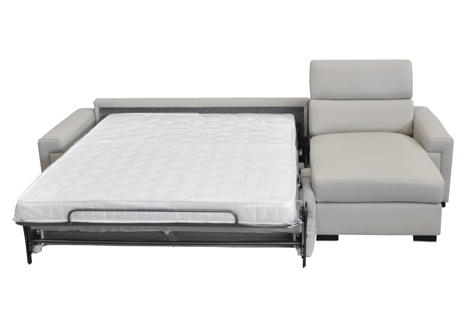 Sacha - Modern Light Grey Leather Reversible Sectional Sofa Bed with Storage by VIG Furniture - View 7