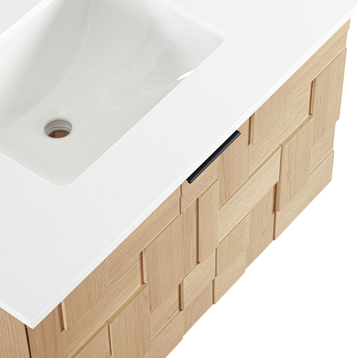 Leonardo - Engineered Stone And Solid Wood 24" Wall Mounted Bathroom Vanity