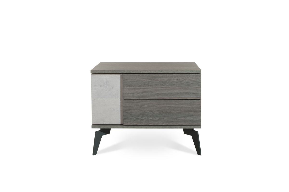 Queen Palermo Italian Modern Faux Concrete & Grey Bedroom Set