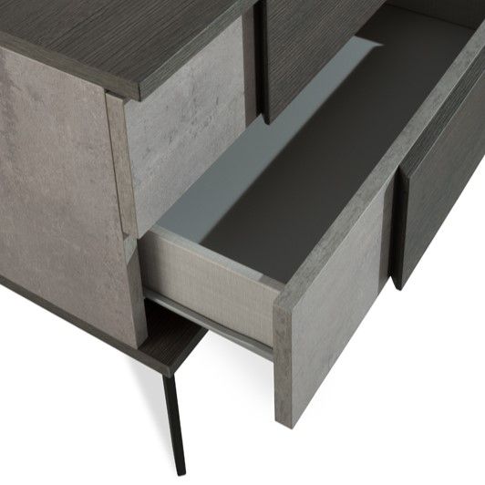 Queen Palermo Italian Modern Faux Concrete & Grey Bedroom Set
