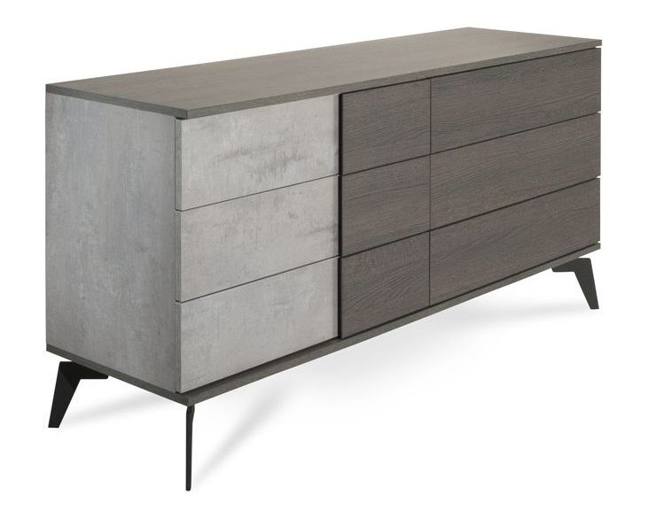 Queen Palermo Italian Modern Faux Concrete & Grey Bedroom Set