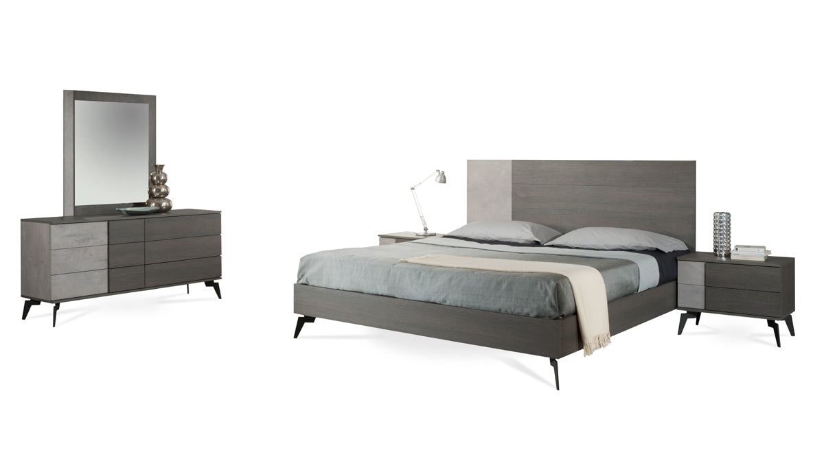 Queen Palermo Italian Modern Faux Concrete & Grey Bedroom Set by VIG Furniture - View 1