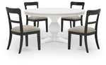 Greddinton - Round Dining Table Set - Black Chairs